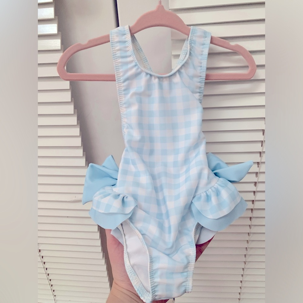 Sal & Pimenta Blue Gingham Baby Swimsuit